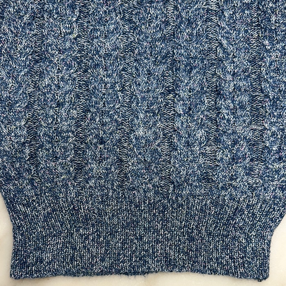 Ashley By 26 International • Blue Crew Neck Sweater Chunky Knit Cropped - M - Picture 4 of 9